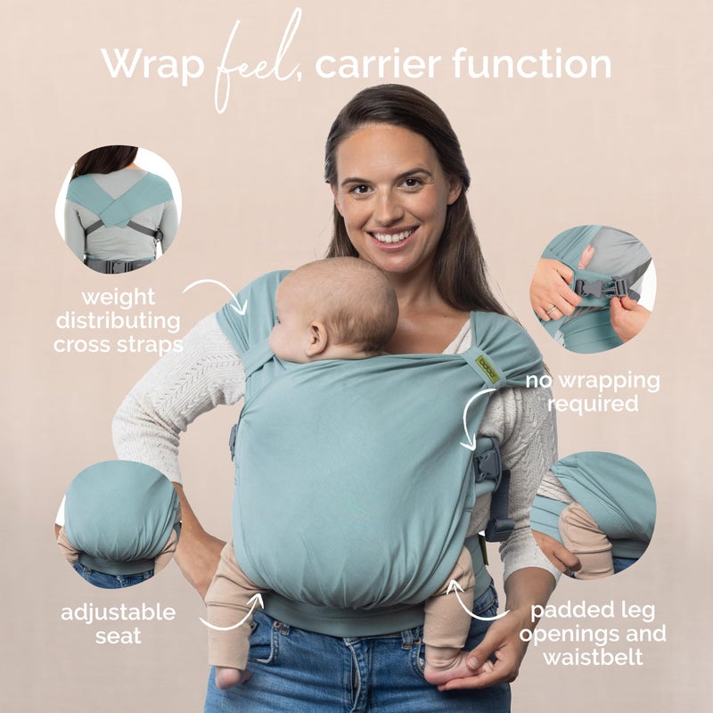 Boba Bliss Pre-Wrapped Baby Carrier with Buckle - Newborn to 7-35 lbs Light, Breathable & Easy to Adjust Hybrid Infant Sling & Toddler Carrier - Certified Hip-Healthy for 0-18 Months - Sea Mist - Image 5